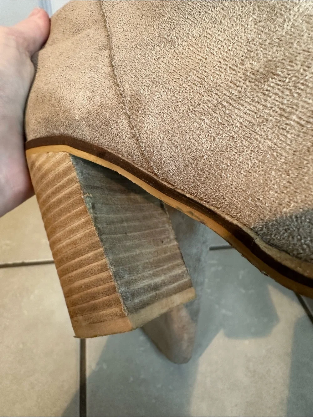 Mi.iM Women's Tall Suede Block Heel Boots - Taupe
